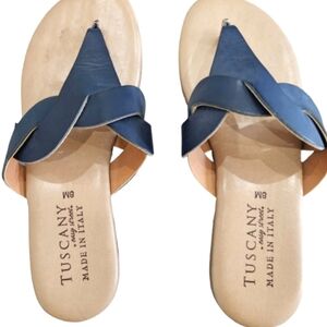 Tuscany by Easy Street ABRIANA Women's Flip Flop Sandals Navy Size 8